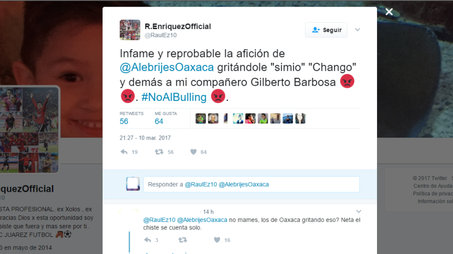 Denuncia gritos racistas Jugador del Ascenso MX en estadio de Alebrijes