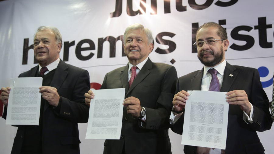 Firman coalición Morena, PT y PES