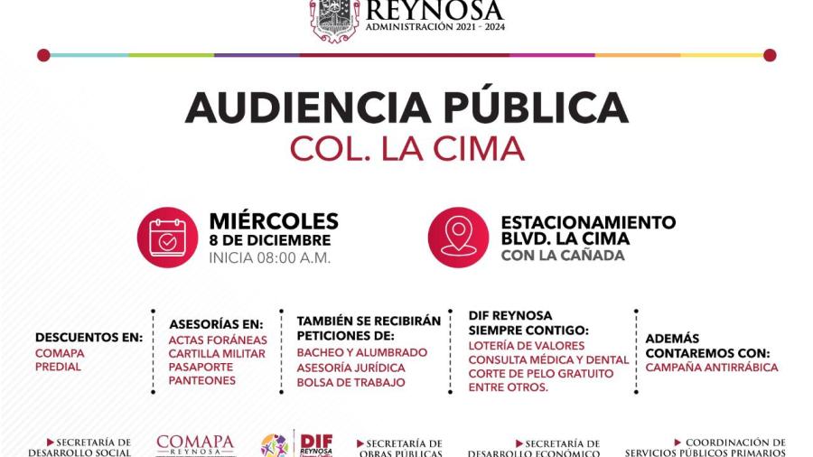 Invita Presidente Municipal Carlos Peña Ortiz a la "Audiencia Pública " en el fraccionamiento La Cima