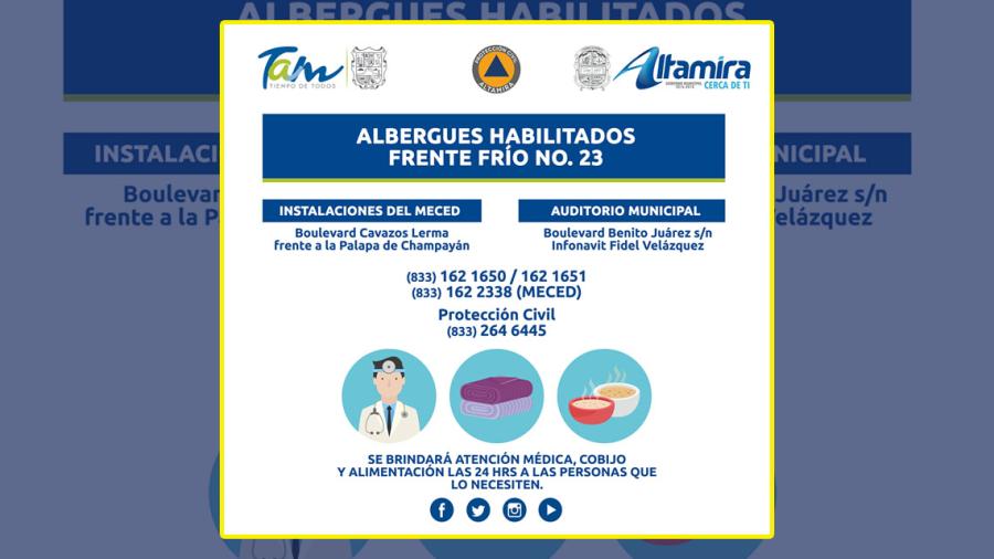 Habilitan albergues por Frente Fr&iacute;o No. 23