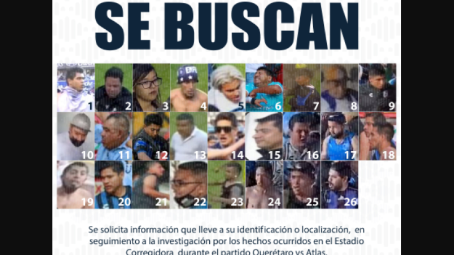 Solicita Fiscalía de Querétaro ayuda para identificar a 26 personas implicadas en la violencia del Gallos vs Atlas