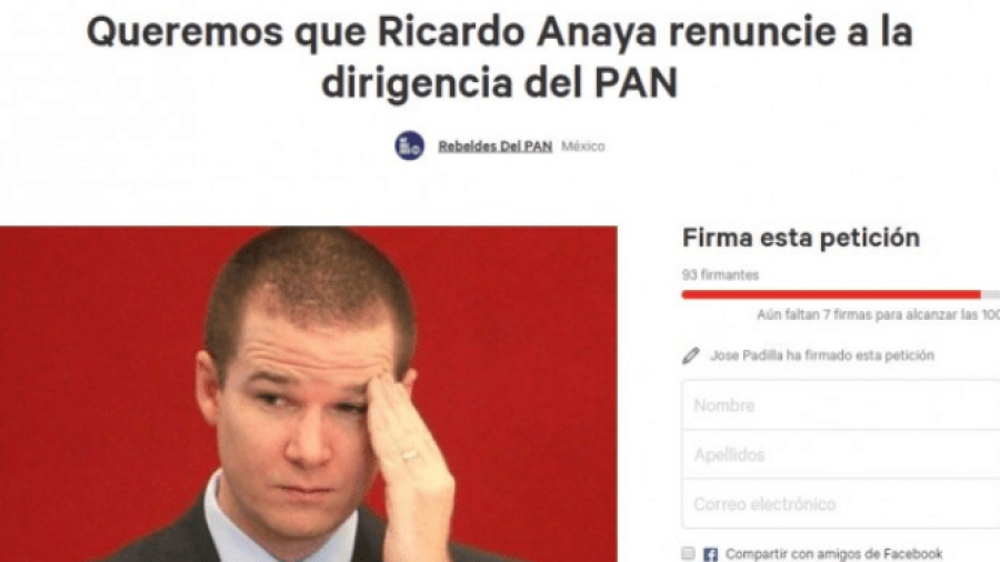  En Change.Org piden renuncia de Anaya al PAN