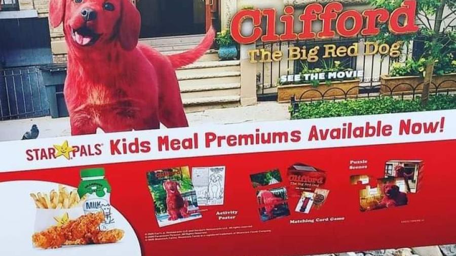 Dan primer vistazo de ‘Clifford El Gran Perro Rojo’ en publicidad de Carl’s JR