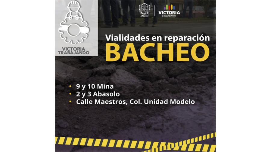 Vialidades en reparación por trabajos de bacheo