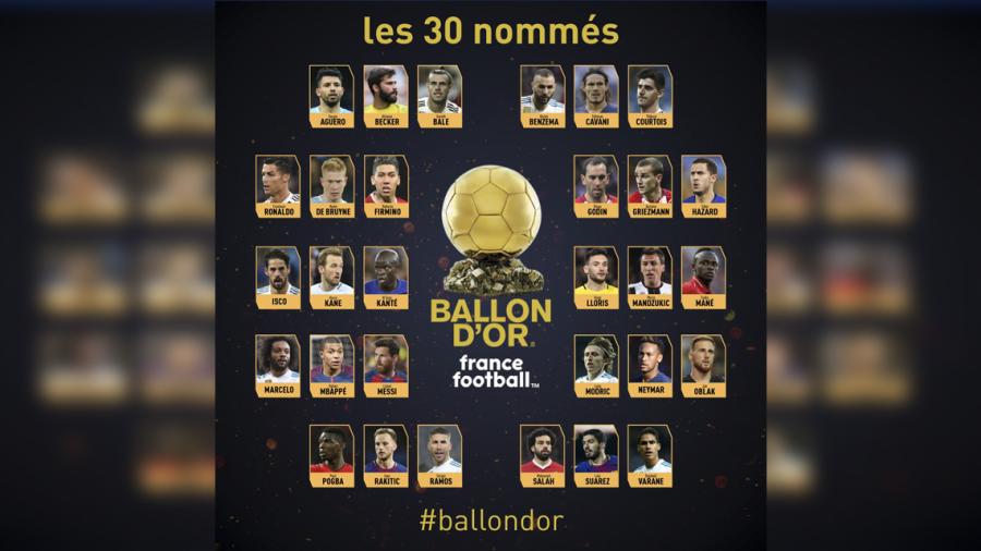 Los 30 nominados al Balón de Oro 2018 