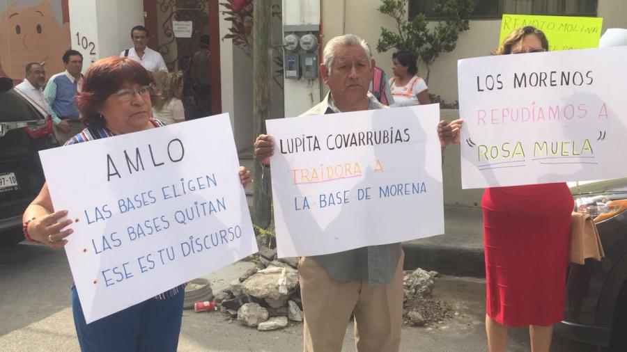 Militantes de Morena rechazan candidatura de Rosa Muela a alcald&iacute;a