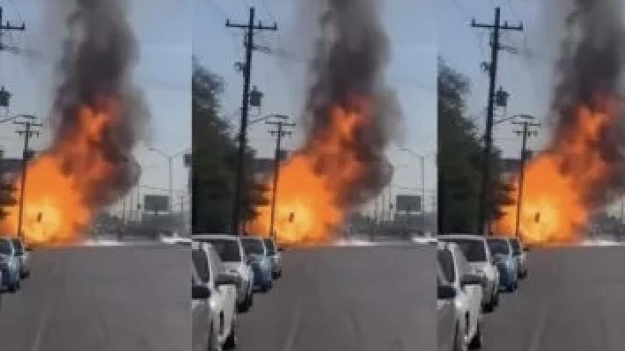 Explosión de pipa con tanques de gas LP provoca fuerte movilización en Mexicali