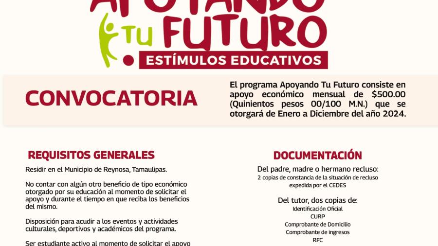 DIF Reynosa ofrece beca Apoyando Tu Futuro