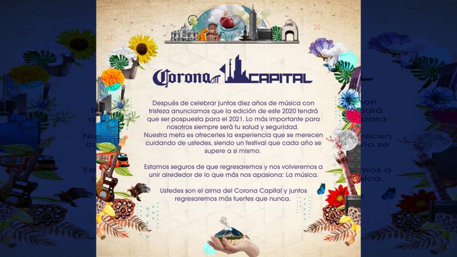 Suspenden Corona Capital 2020