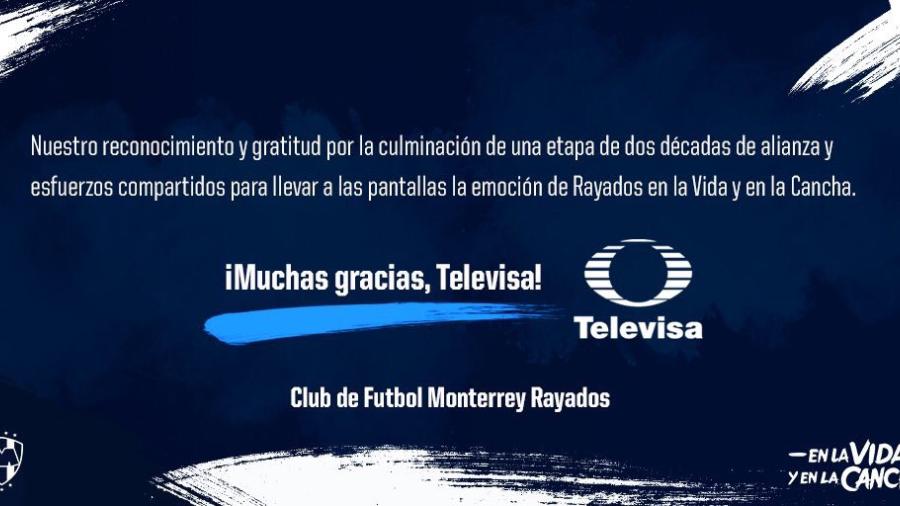 Rayados de Monterrey dan por terminada su relación con Televisa