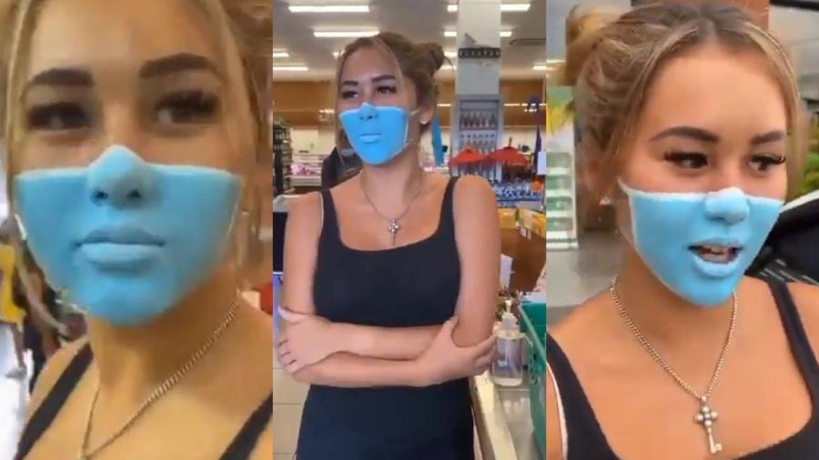 ¡Casi se la creen! Influencer se pinta un cubrebocas para ingresar a una tienda 