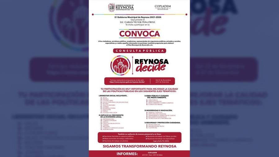 Convoca el Presidente Municipal Carlos Peña Ortiz a ciudadanos para solucionar problemas de Reynosa