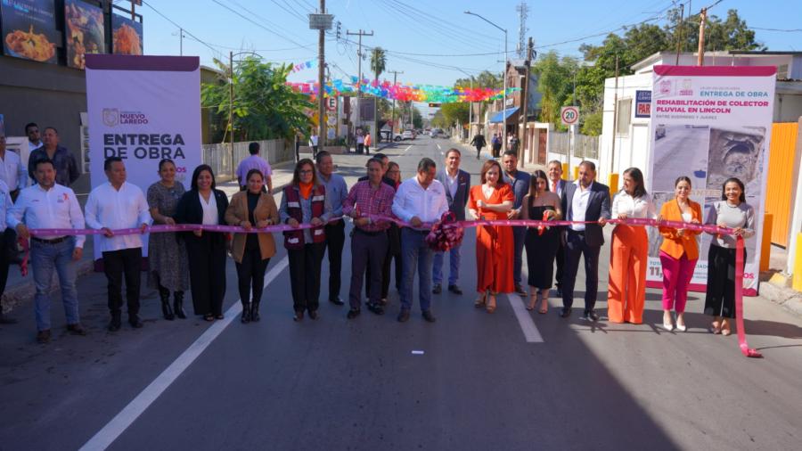 Entrega alcaldesa Carmen Lilia Canturosas obra de rehabilitación de colector pluvial en sector centro