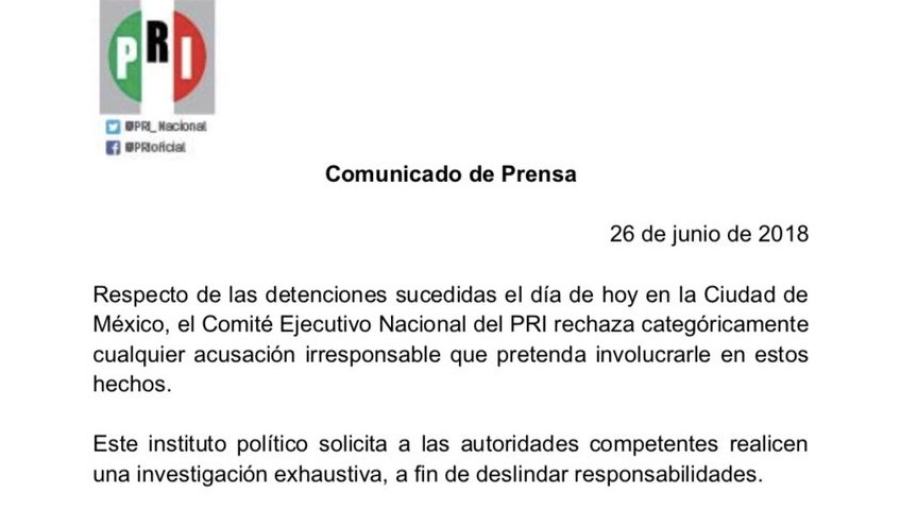 PRI rechaza "acusación irresponsable" sobre aseguramiento de 20 mdp en CDMX