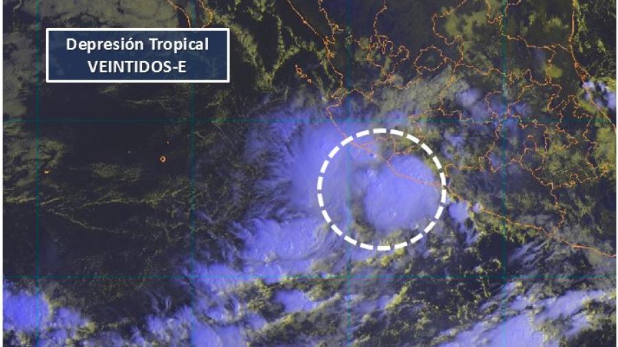 Se forma la depresión tropical 22-E en el Pacífico