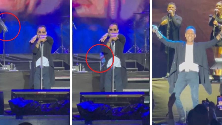 Recibe botellazo Marc Anthony en pleno concierto en Colombia