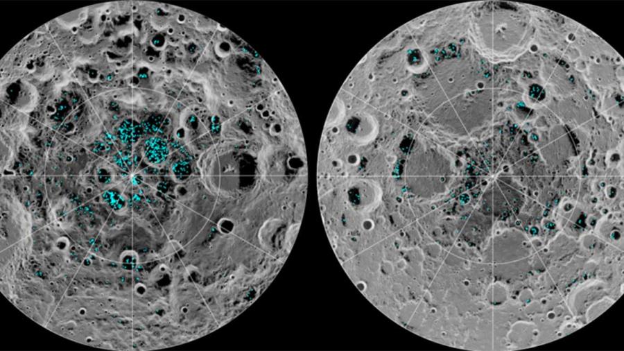 Nasa anuncia existencia de agua helada en los polos de la Luna