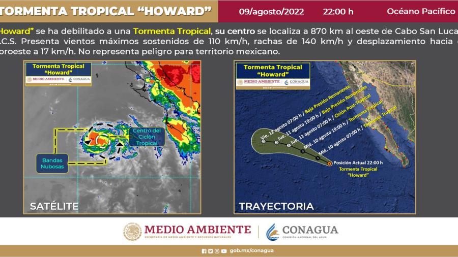 "Howard" se debilitó a Tormenta Tropical