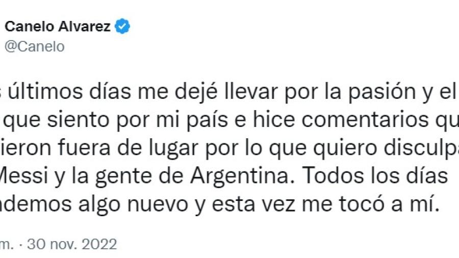 Canelo pide perdón a Messi y Argentina por amenaza