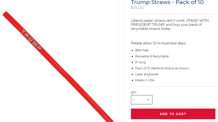 Trump lanza su línea de popotes de plástico