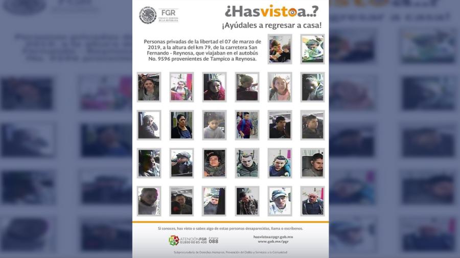 Difunde FGR a los 26 migrantes presuntamente secuestrados