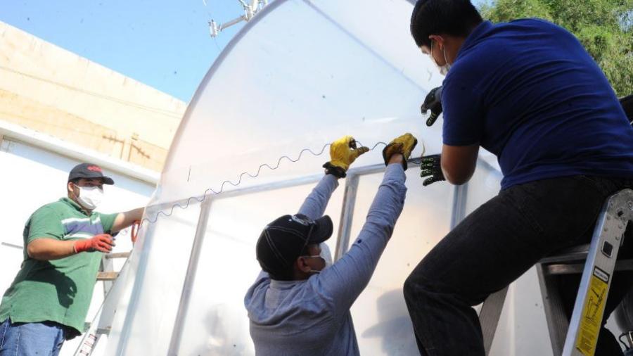 Se instalan en Tamaulipas 38 túneles sanitizantes  en áreas del sector salud estatal