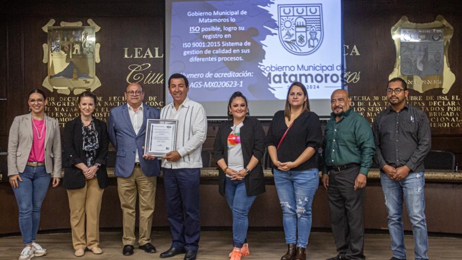 Matamoros, líder en Tamaulipas al obtener certificación  IS0 9001 