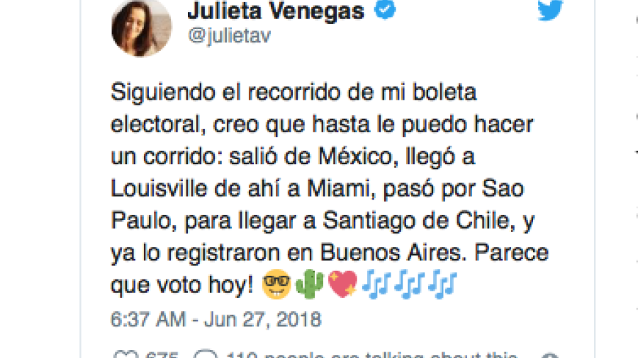 Julieta Venegas compone corrido a su voto