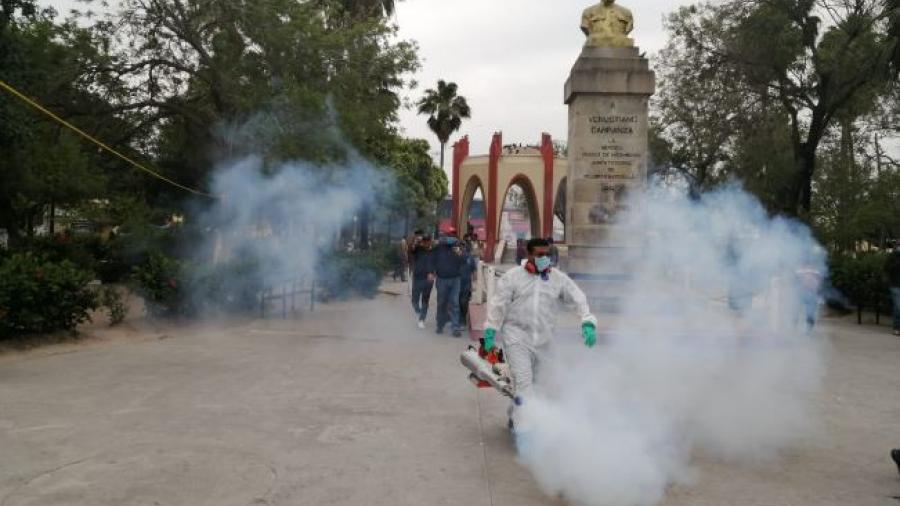 Arranca programa de sanitización de espacios público en Matamoros