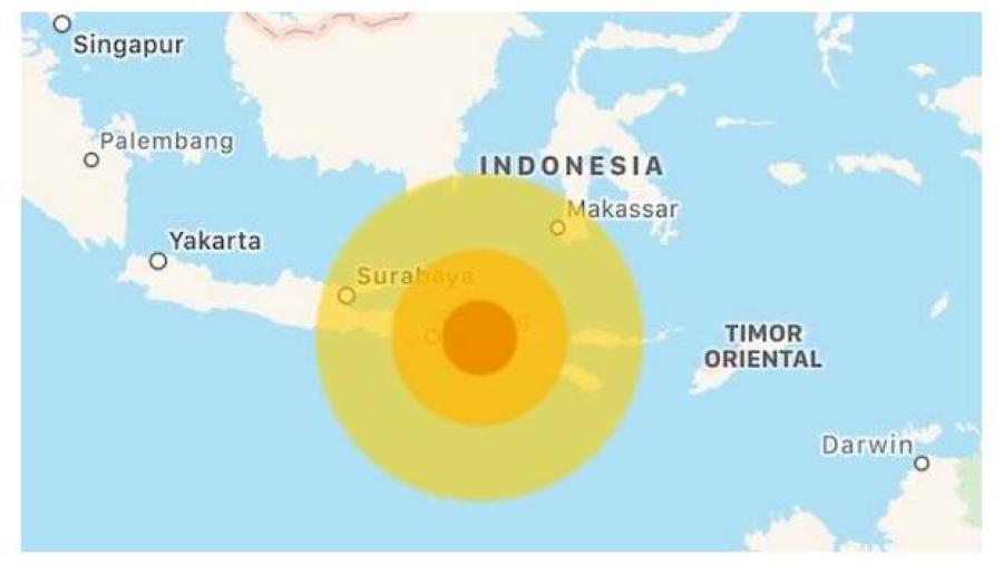 Se registra Sismo de magnitud 5.7 en Indonesia