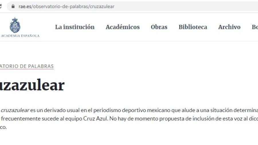 La RAE incluye ‘cruzazulear’ en su Observatorio de palabras