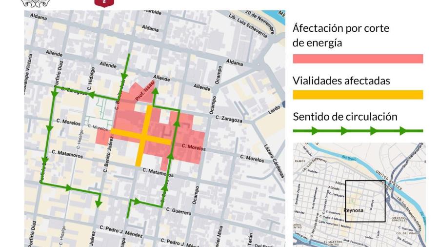 Suspenden suministro eléctrico en calles del Centro de Reynosa por trabajos de obra pública