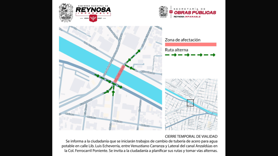 Permanece cerrado cruce por obra hidráulica en colonia Ferrocarril