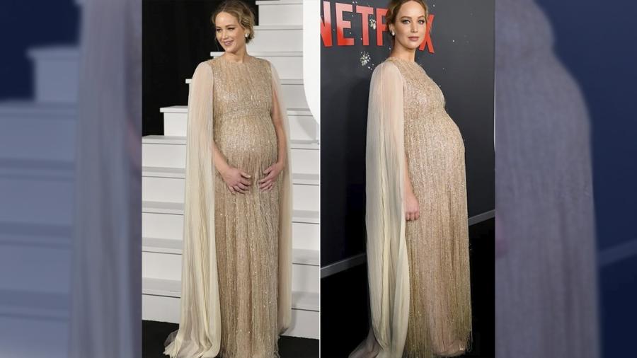 Jennifer Lawrence presume su embarazo en alfombra roja