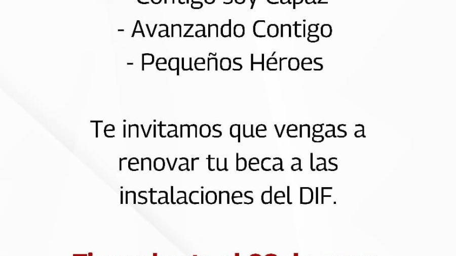 Llama DIF Reynosa a renovar Becas