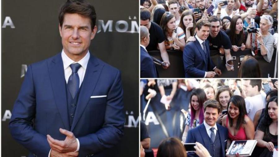 Tom Cruise comparte con sus fans en la premier de “La Momia”