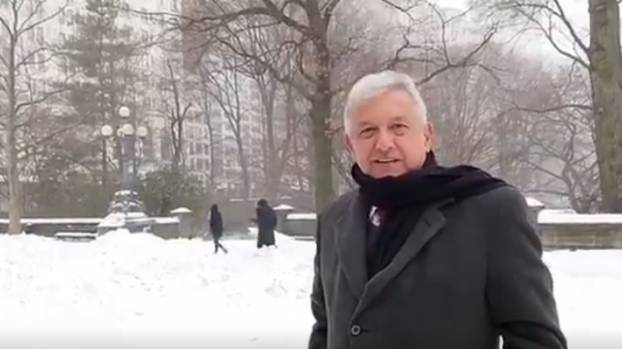 Cancela AMLO evento en NY por tormenta de nieve