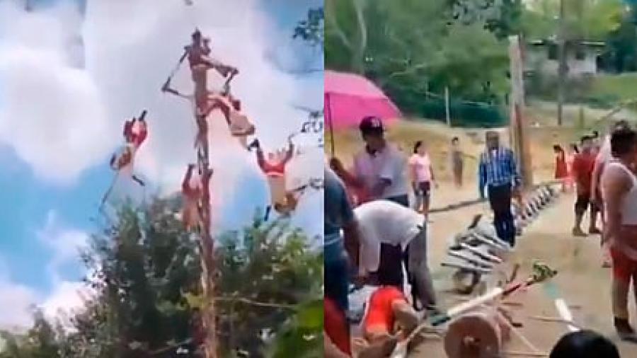 Voladores de Papantla caen de 10 metros de altura mientras realizaban ritual