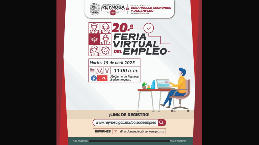 Ofrecen trabajo hoy en Feria Virtual de Empleo en Reynosa