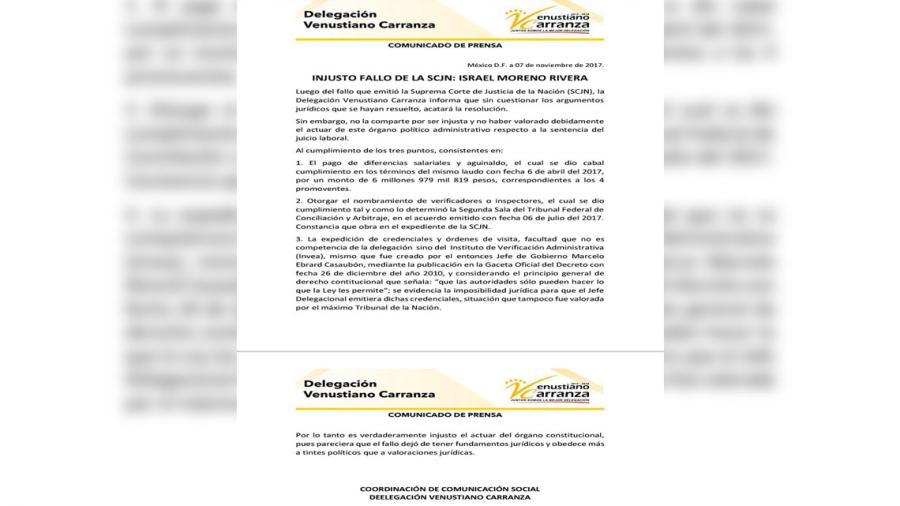 Moreno Rivera acepta y considera "injusta" destituci&oacute;n