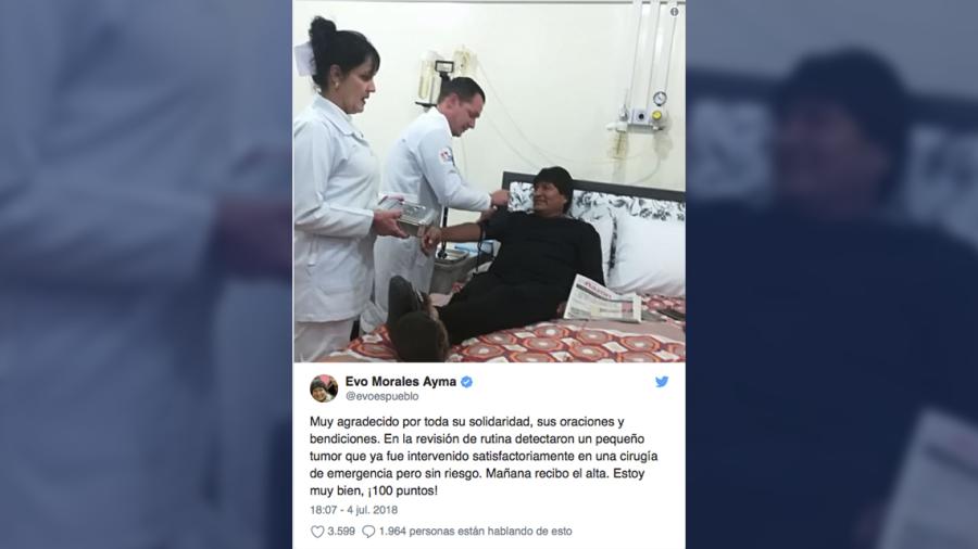 Operan de emergencia a Evo Morales por tumor