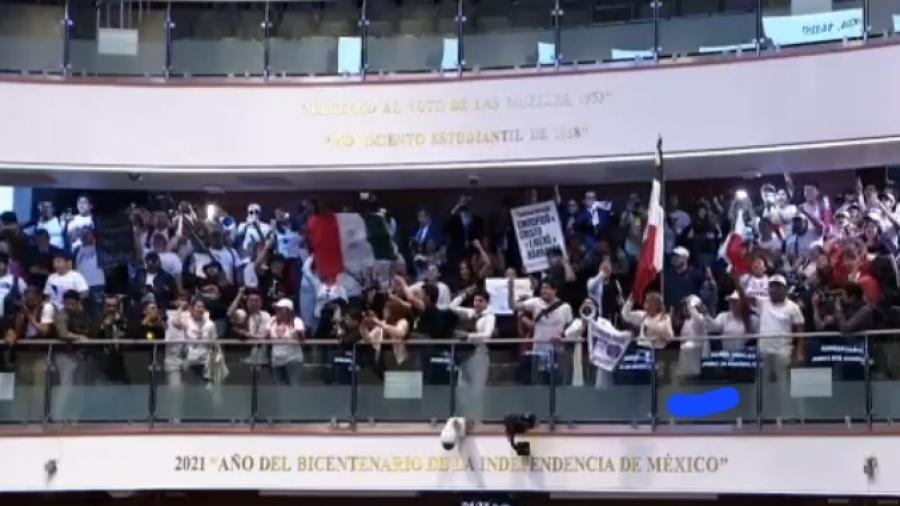 Manifestantes toman el Pleno del Senado, declaran receso indefinido