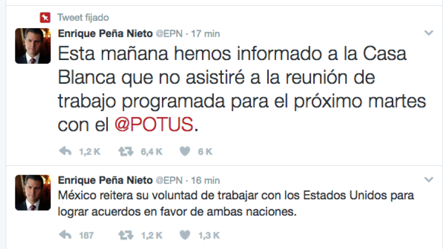 Anuncia EPN que no acudirá a reunión con Trump   