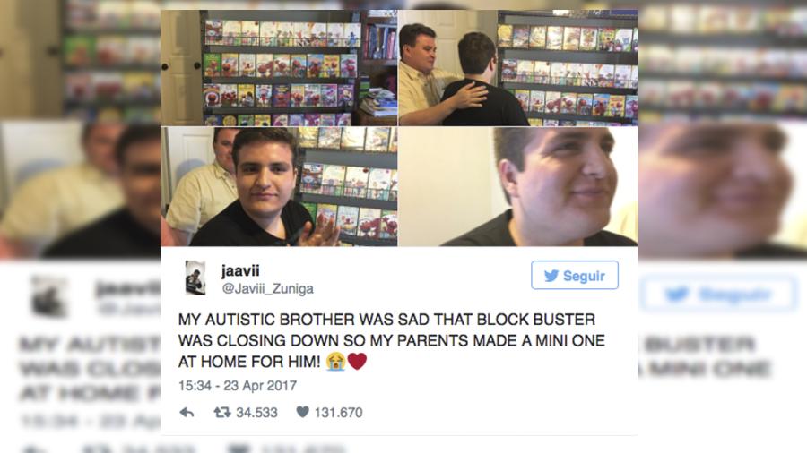 Padres recrean tienda de Blockbuster para su hijo con autismo