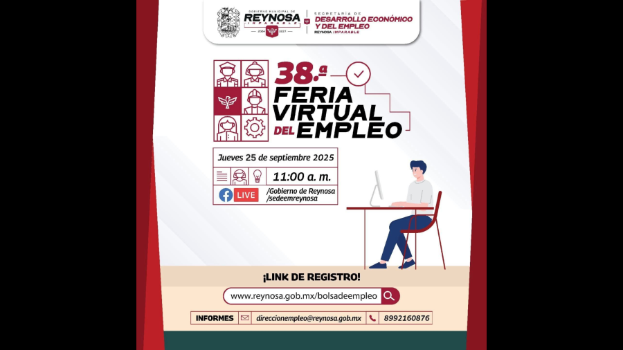 Presenta hoy el Gobierno de Reynosa oportunidades laborales mediante Facebook Live 