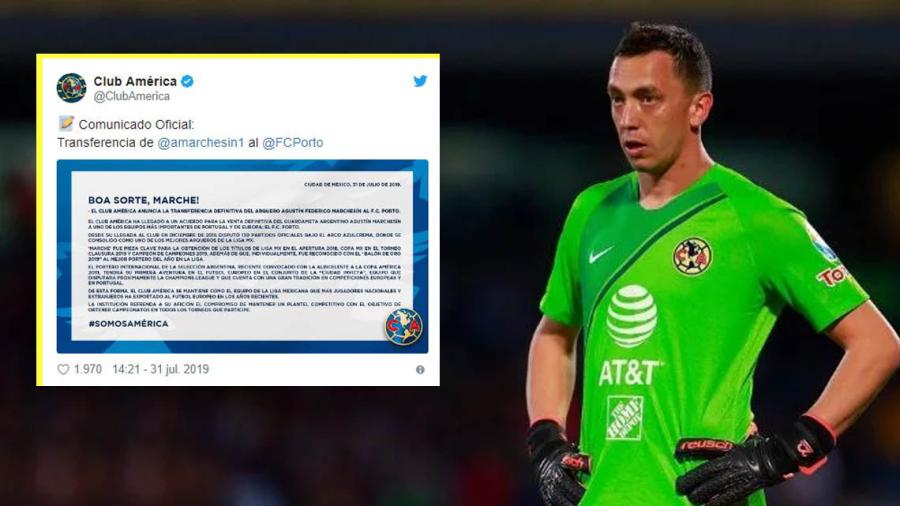 América hace oficial el traspaso de Agustín Marchesín al Porto