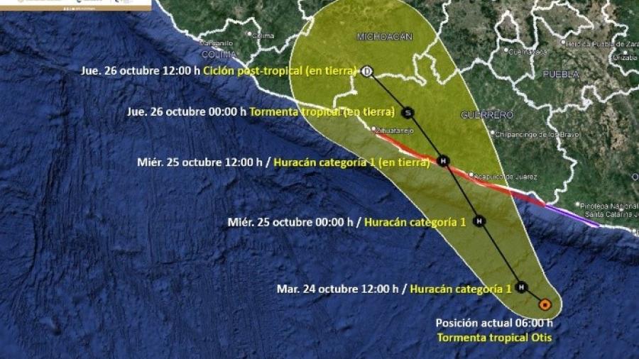 SMN prevé que Otis se convierta en huracán categoría 1 