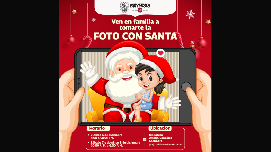 Tómate la Foto con Santa en la plaza principal Miguel Hidalgo de Reynosa 