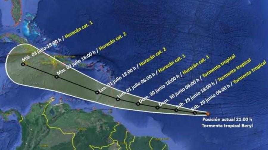 Huracán Beryl llega a categoría 5, 