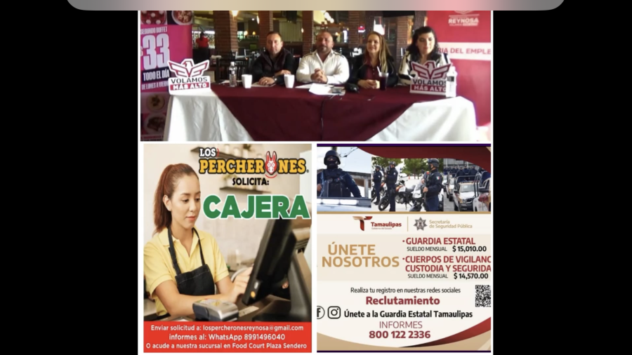 Oferta Gobierno de Reynosa 512 vacantes en 87a. Feria Virtual de Empleo
